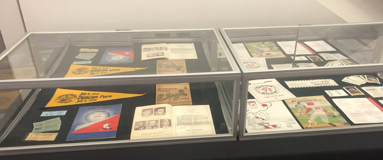 Library display case for 100 years of Duncan Park Stadium