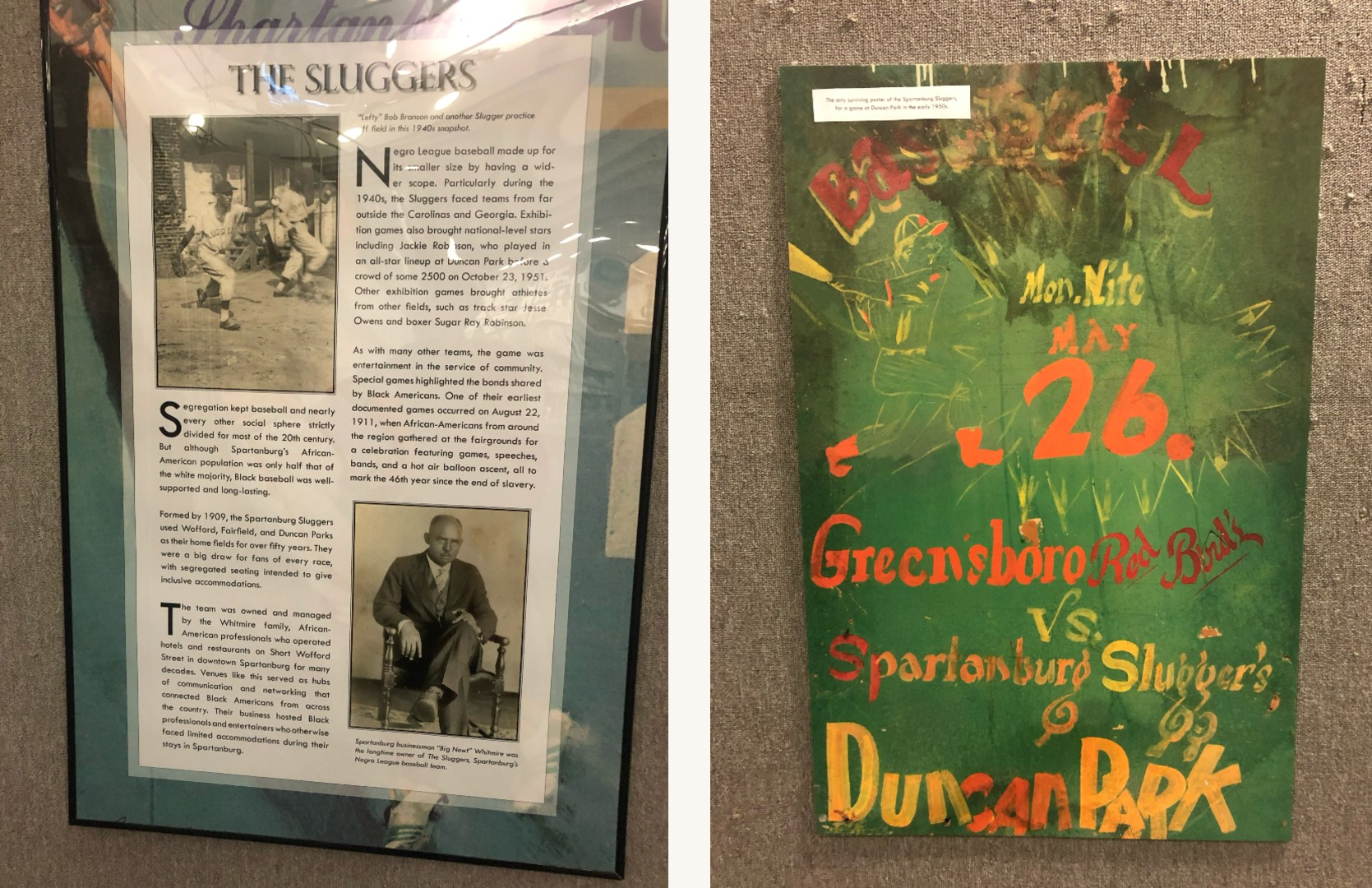 100 Years of Duncan Park Stadium display at Spartanburg County Library