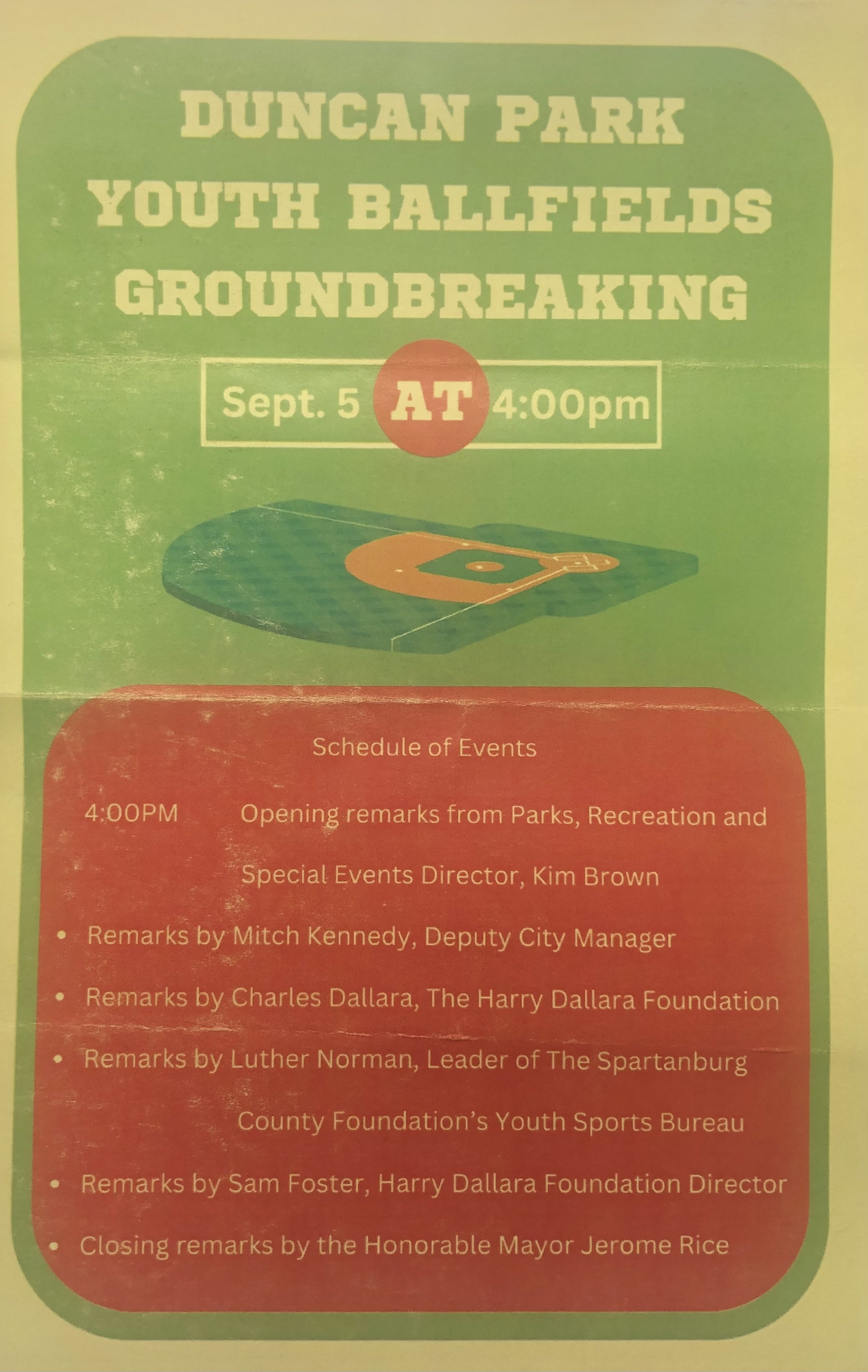 Duncan Park youth ballfields groundbreaking